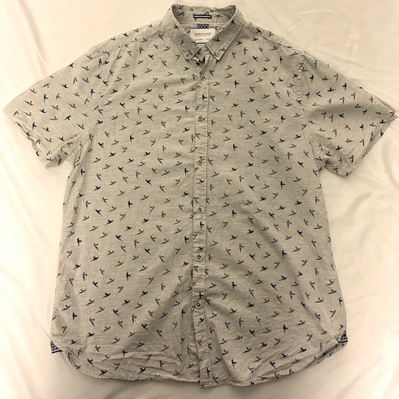 Denim & Flower Button up Shirt Stone Gray - Picture 1 of 3